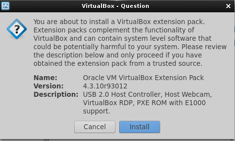 VirtualBox dialog