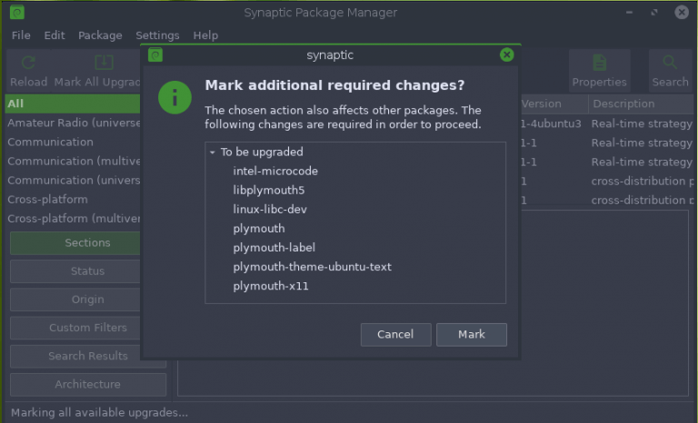 Synaptic Package Manager - Bodhi Linux